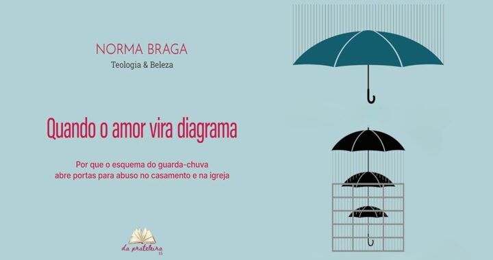 Capa do livro com ilustração de quatro guarda-chuvas, um abaixo do outro. Na frente o título do episódio "Quando o amor vira diagrama".
